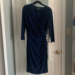 blue long sleeve dress